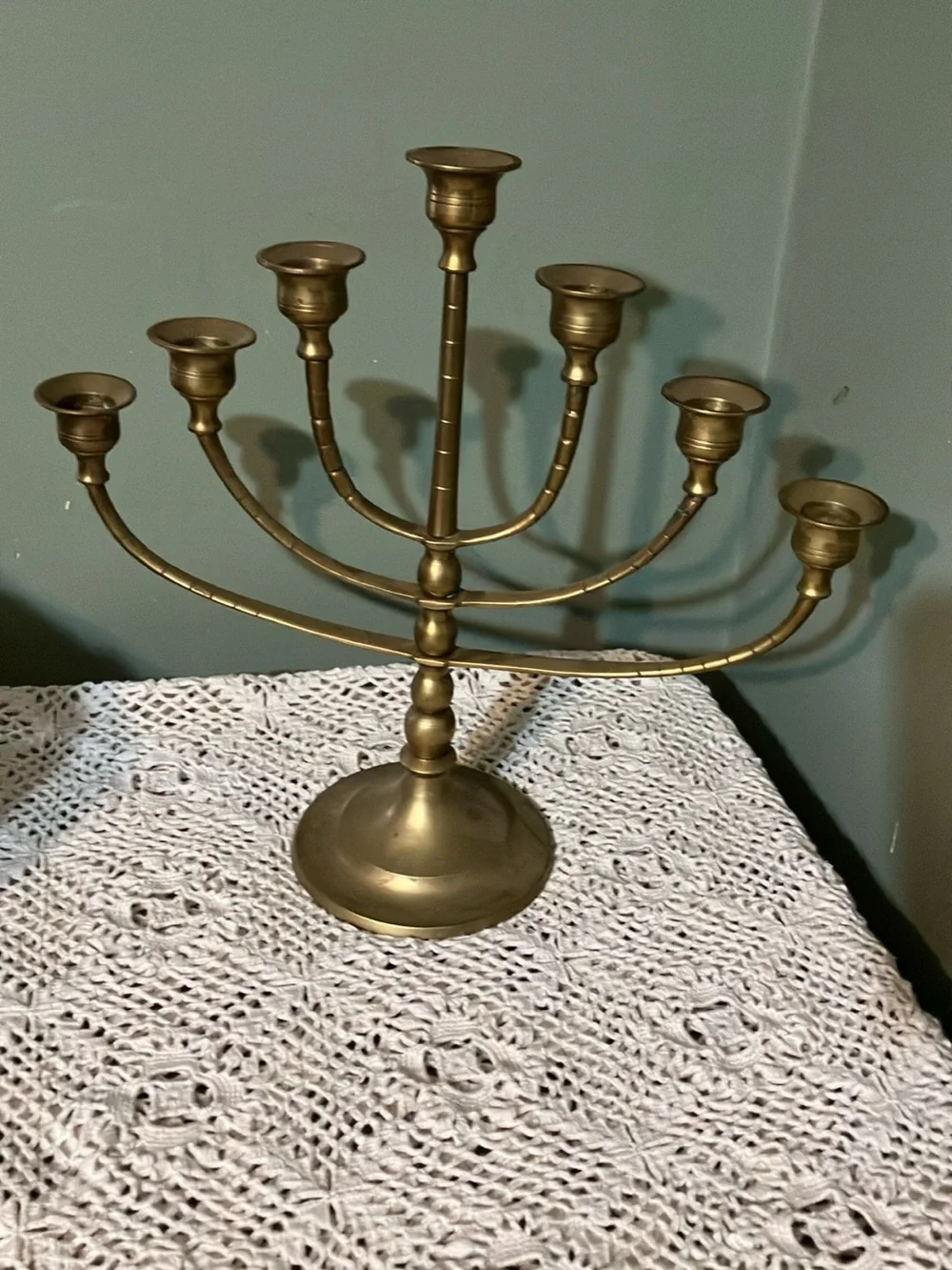 Vintage Brass 7-Branch Menorah Candle Holder Candle Holder